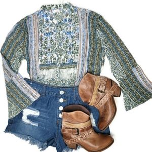 Love Kyla NWT Greta smock top tunic cottage core boho Belle sleeve size small